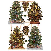 Large Decorated Christmas Tree Scraps ~ Germany